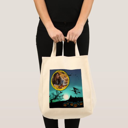 Halloween Witch, Jack o' Lantern, Foto Lijst Tote Bag (Voorkant (product))