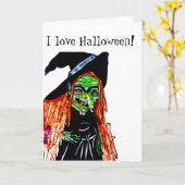 HALLOWEEN WITCH JOKE Folded Wenskaart Kaart (Gele Bloem)