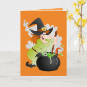 Halloween Witch Kaart (Gele Bloem)