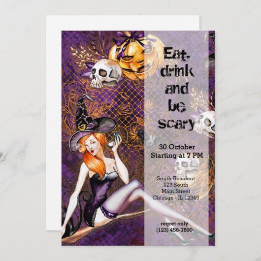 Halloween Witch Kaart (Voorkant / Achterkant)