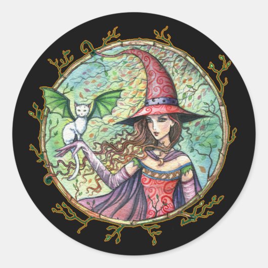Halloween Witch Kat Stickers (Voorkant)