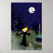 Halloween Witch met Cauldron Print (Voorkant)