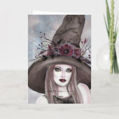Halloween Witch met kat kaart van Renee Lavoie (Achterkant)