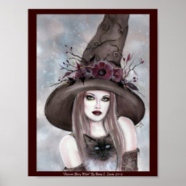 Halloween Witch met kat poster van Renee Lavoie