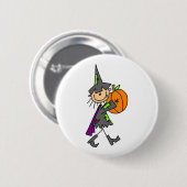 Halloween Witch met pompoen Ronde Button 5,7 Cm (Voorkant /achterkant)