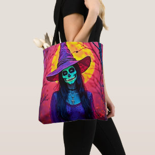 Halloween Witch met Skull Face Design Draagtas