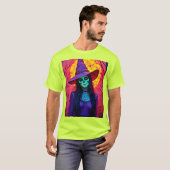 Halloween Witch met Skull Face Design T-shirt (Voorkant volledig)