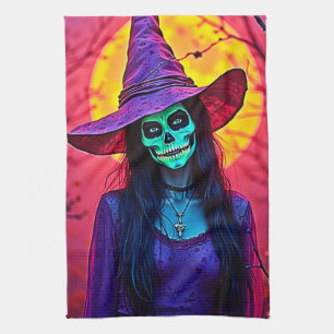 Halloween Witch met Skull Face Design Theedoek