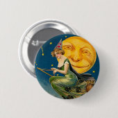  Halloween Witch Moon Ronde Button 5,7 Cm (Voorkant /achterkant)