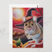 Halloween Witch Mouse Pumpkin Seed Waterverf Art Briefkaart (Voorkant / Achterkant)