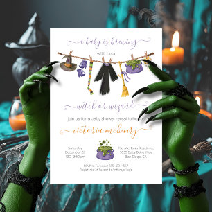 Halloween Witch of Wizard Baby breekt Shower Kaart