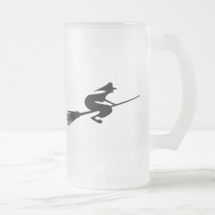 Halloween Witch on Broomstick Drinken Glass Matglas Bierpul