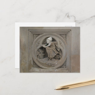 Halloween Witch op Broom 3d Stone Carving Foto Briefkaart