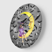 Halloween Witch op de maan klok (Hoek)