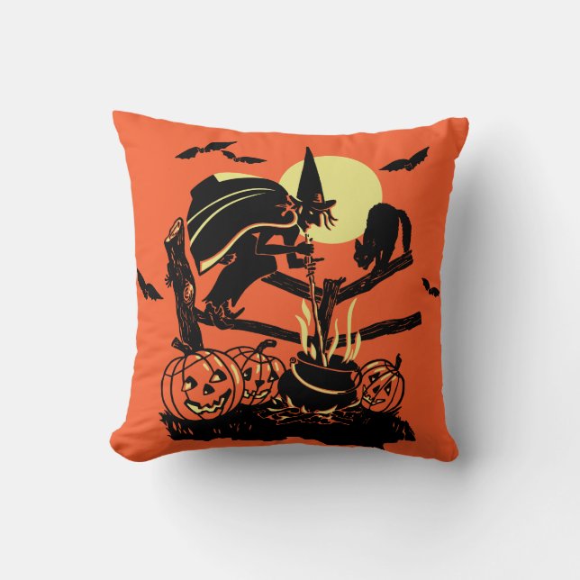  Halloween Witch op hek Kussen (Voorkant)