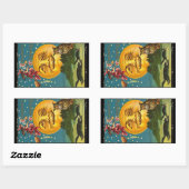  Halloween Witch over de maan Rechthoekige Sticker (Vel)