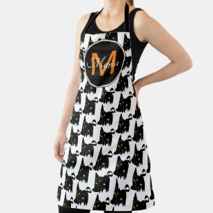 Halloween Witch Pet en Black Cat Monogram Schort