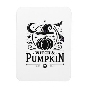 Halloween Witch Pet en Pompoen Ontwerp Magic Art Magneet