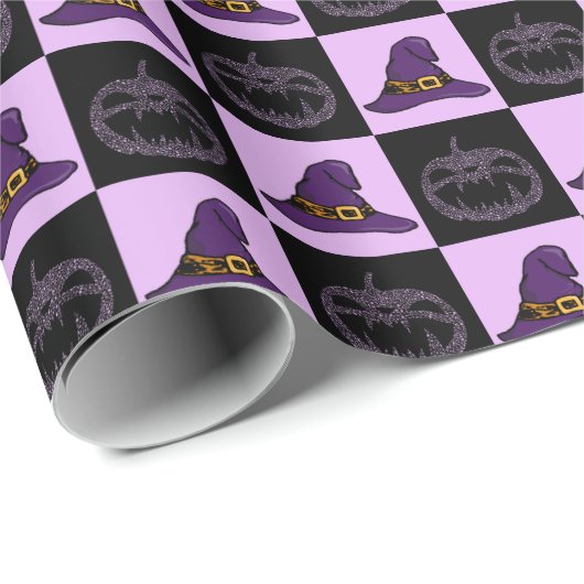 Halloween Witch Pet Pumpkin Face Spooky Pattern Cadeaupapier (Rol Hoek)