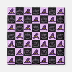 Halloween Witch Pet Pumpkin Face Spooky Pattern Magneet