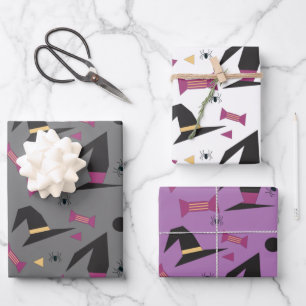 Halloween Witch Pet Snoep Oranje Zwart Paars Inpakpapier Vel