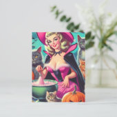Halloween Witch Pin-up Briefkaart (Staand voorkant)