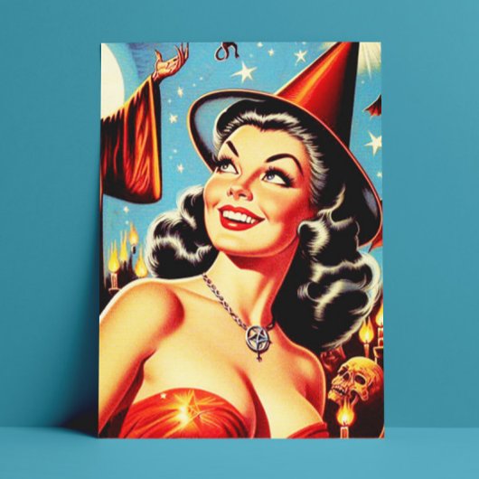 Halloween Witch Pin-Up Briefkaart