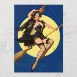 Halloween Witch Pin Up Girl Kaart