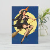 Halloween Witch Pin Up Girl Kaart (Staand voorkant)