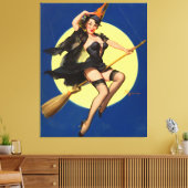 Halloween Witch Pin Up Girl Witch Canvas Afdruk (Insitu (Woonkamer))