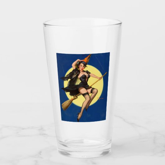 Halloween Witch Pin Up Girl Witch Glas (Voorkant)