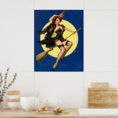 Halloween Witch Pin Up Girl Witch Poster (Keuken)