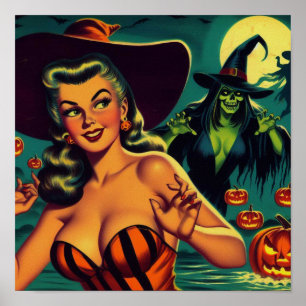 Halloween Witch Pin Up Poster