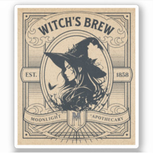 Halloween Witch Potion Apothecary Fles Label