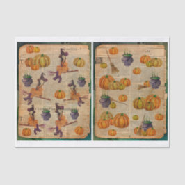 Halloween Witch Pumpkin Paper Decoupage Tissuepapier