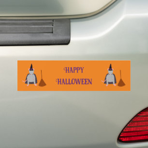 Halloween Witch Rat en Broom Custom Bumpersticker