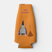 Halloween Witch Rat en Broom Custom Flesjeskoeler (Voorkant)