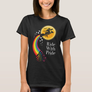 Halloween Witch Ride with Pride LGBT T Shirt LGBT
