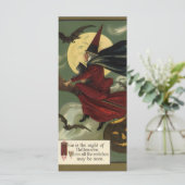  Halloween Witch Riding Broomstick met kat (Staand voorkant)