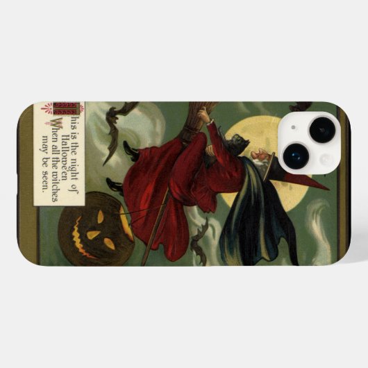 Halloween Witch Riding Broomstick met kat Case-Mate iPhone Case (Achterkant (horizontaal))