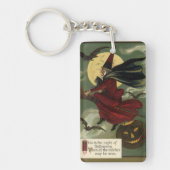  Halloween Witch Riding Broomstick met kat Sleutelhanger (Voorkant)