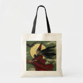  Halloween Witch Riding Broomstick met kat Tote Bag (Voorkant)