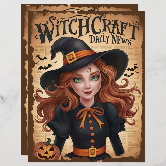 Halloween Witch Scrapbook Papier (Voorkant / Achterkant)