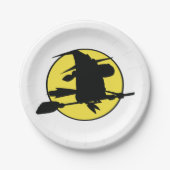 Halloween Witch Silhouette Papieren Bordje (Voorkant)