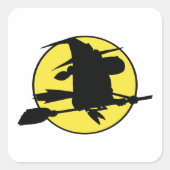 Halloween Witch Silhouette Vierkante Sticker (Voorkant)