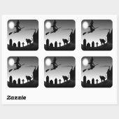 HALLOWEEN WITCH SILHOUETTE VIERKANTE STICKER (Vel)