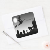 HALLOWEEN WITCH SILHOUETTE VIERKANTE STICKER (Envelop)