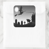 HALLOWEEN WITCH SILHOUETTE VIERKANTE STICKER (Tas)