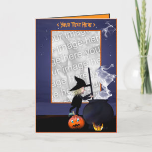 Halloween Witch Stirring Cauldron (foto lijst) Kaart