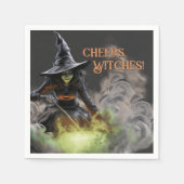 Halloween Witch Stirring Cauldron Servet (Voorkant)